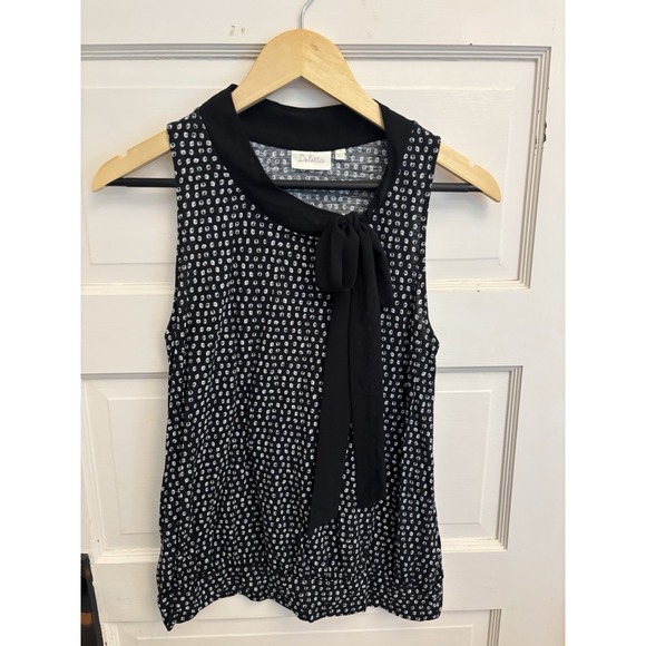 Deletta Tops - Anthropologie Deletta Linden Sleeveless Dotted Top Tie Neck‎ Women's M